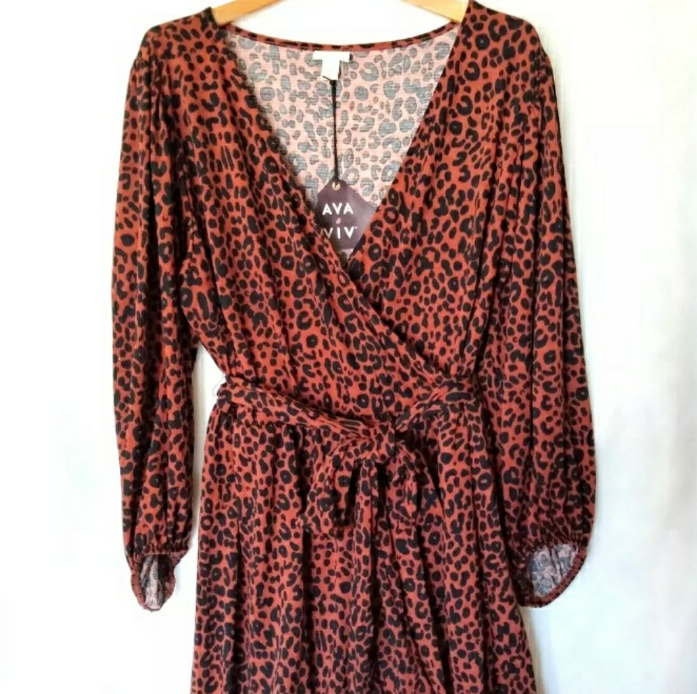 Ava & Viv Women’s Plus Leopard Print Maxi Dress - Brown